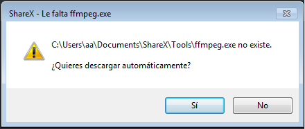 Instalar FFmpeg desde ShareX